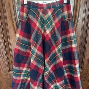 Plaid A-Line Skirt - Red, Green, and Navy